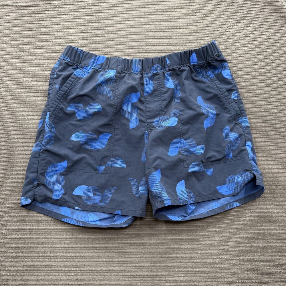 REI Co-op Shorts Mens Medium Blue Black Abstract Swim Trunks Nylon Lined Pocket